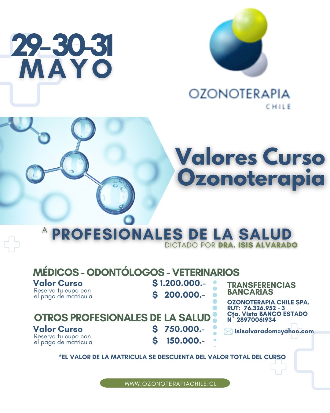 Valores del curso de Ozonoterapia